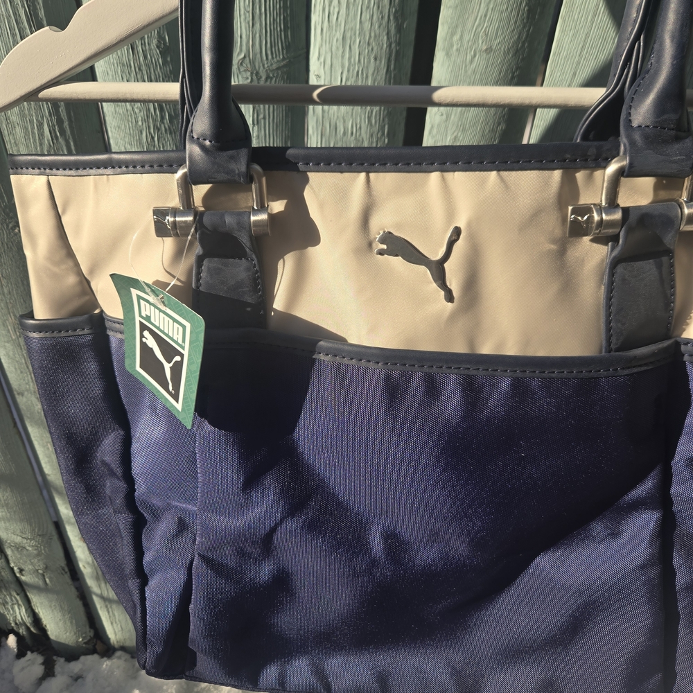 Puma Women's Navy and Beige Tote Bag - Picture 4 of 6
